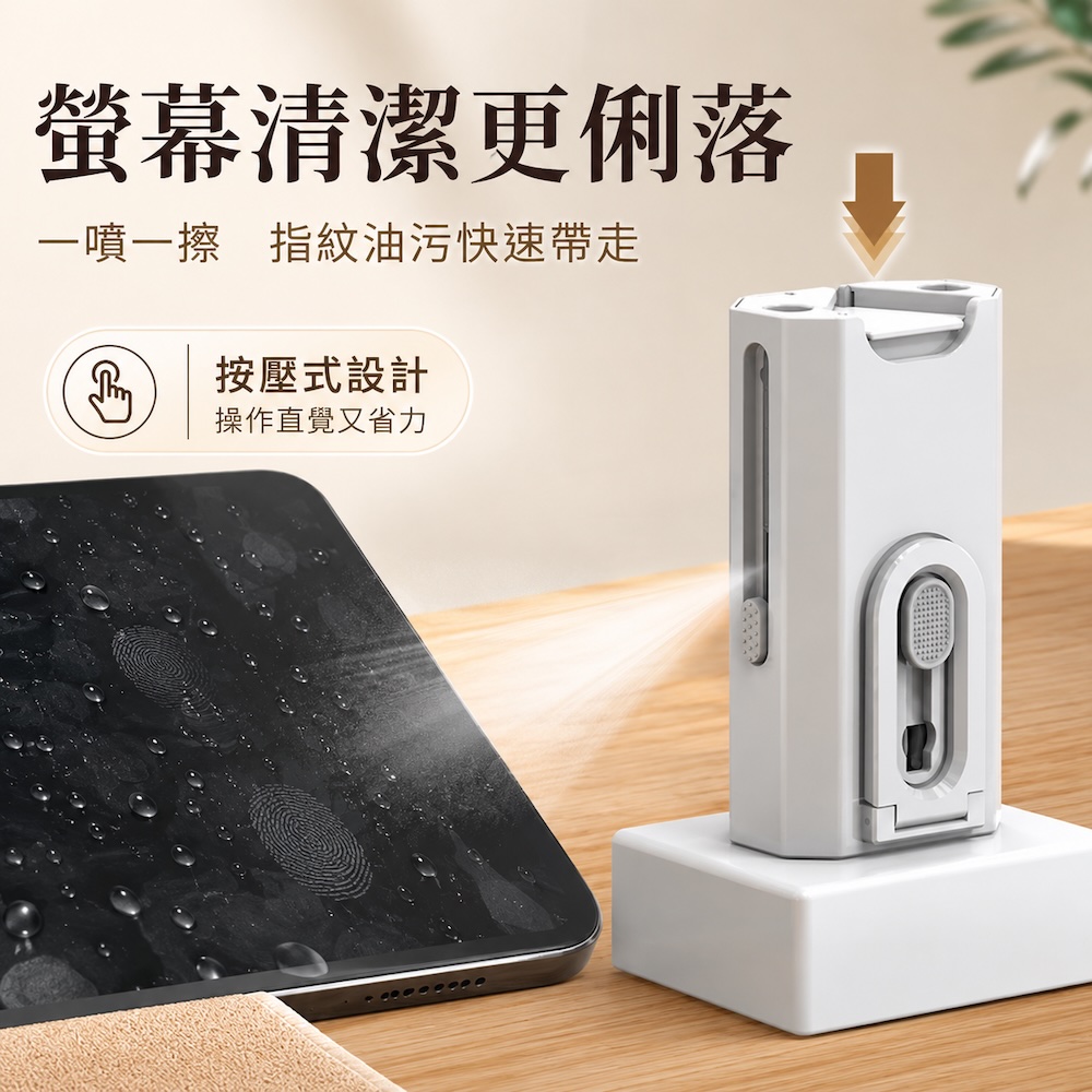 8合1耳機手機清潔組【黑白2色】 3C清潔組 耳機清潔 清潔鍵盤 Airpods 鍵盤 螢幕 清潔 拔鍵器 擦拭布 毛刷 清潔刷, , large