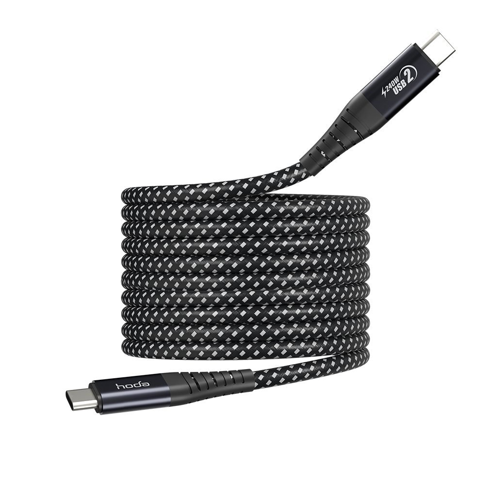 【 HODA 好貼 】240W USB-C to C 磁吸收納編織快充線 2M 充電線 傳輸線, , large