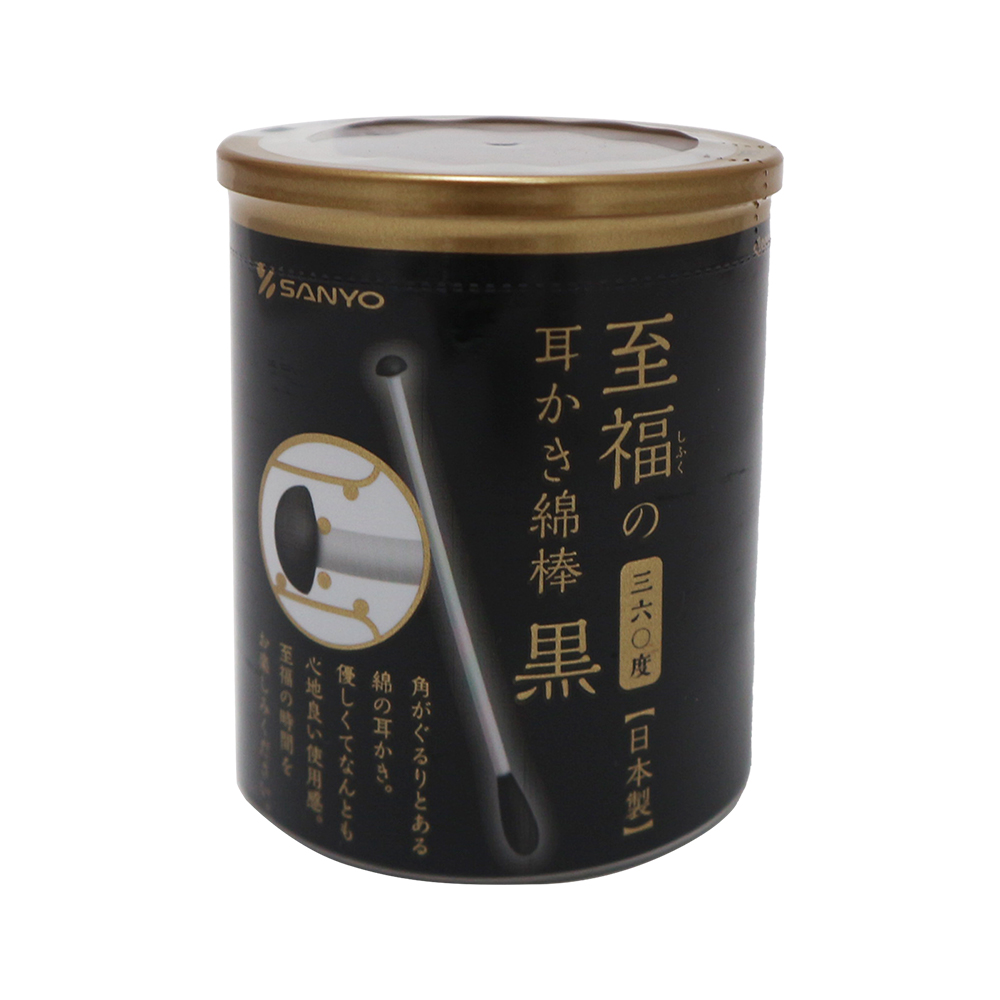 日本製SANYO黑360度耳扒紙軸棉花棒-100支入x6罐, , large