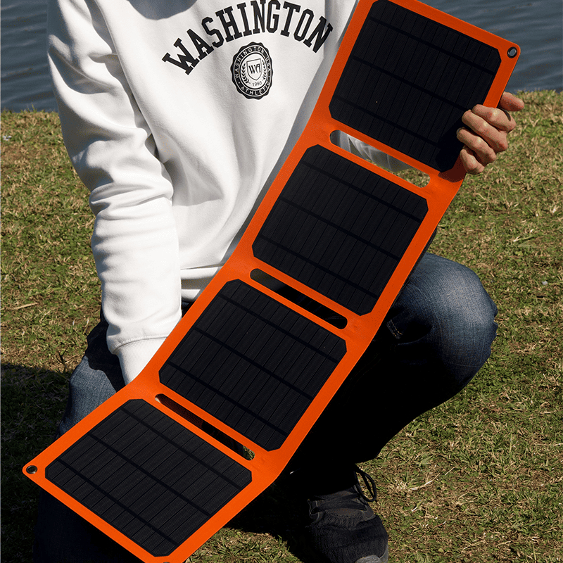 【iSOLAR】20W折疊式太陽能充電器 可接行動電源(買就送5000mAh太陽能行動電源), , large