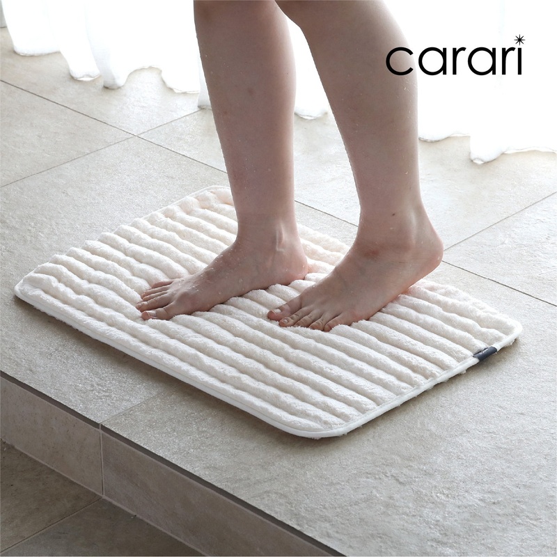 【CB JAPAN】carari poco條紋系列 超細纖維浴室踏墊 L(80x50cm), , large