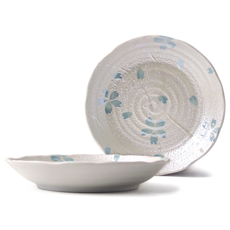 [豐名日本餐具] 8.0"湯盤 花友禪 銀彩 青 / C08PL0-376-4, , large