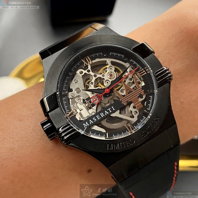 [星晴錶業]MASERATI手錶,42mm,R8821108021銀黑色錶面黑錶殼深黑色真皮皮革錶帶款, , large