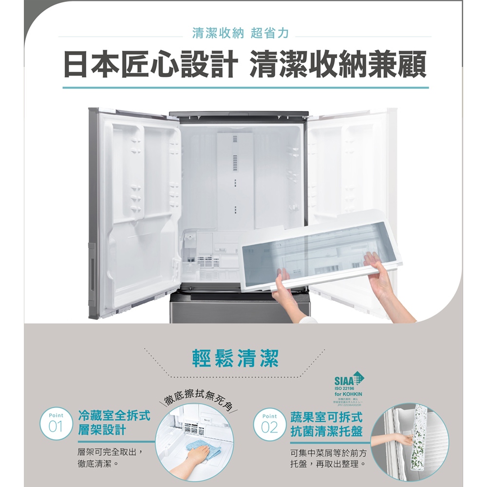 SHARP 457L Grade 1 Energy Efficient Auto Sterilizing Ion Left-Right Door Any-Door Inverter Refrigerator SJ-PW46KT-W, , large
