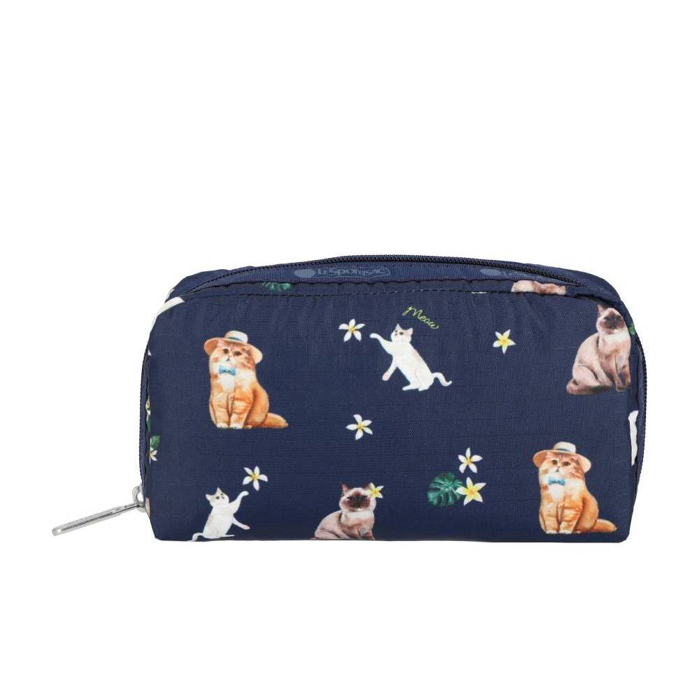 Lesportsac Rectangular Cosmetic 長形化妝包 盥洗包 收納包 女包(熱帶度假貓咪), , large