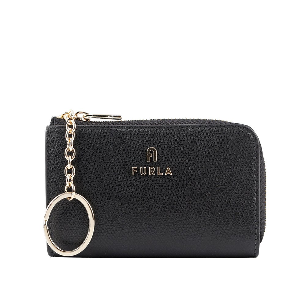 FURLA Camelia L 型拉鍊附鑰匙圈零錢/卡夾包/黑色, , large