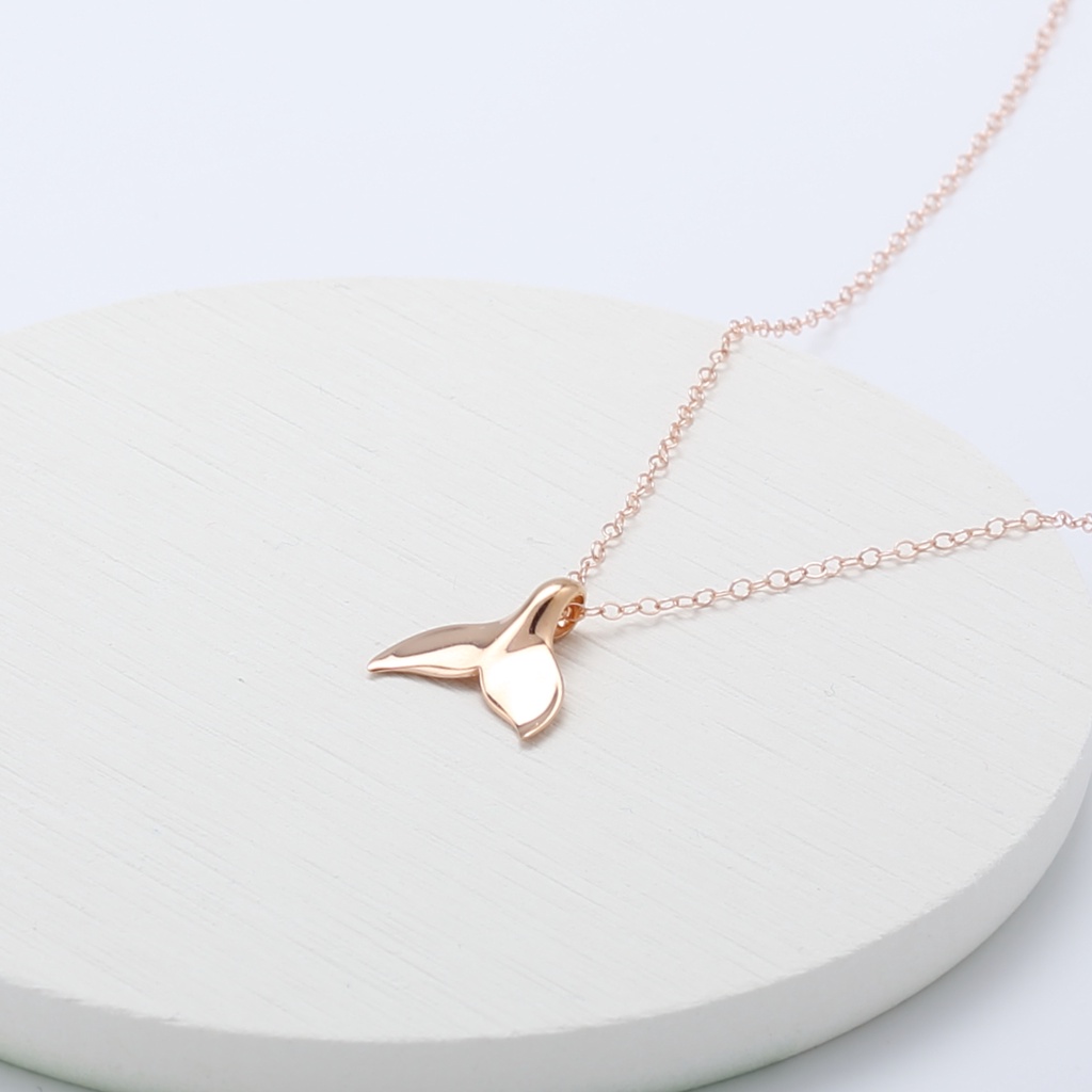 【Angel & Me】可愛 鯨魚尾 尾巴 s925 純銀 厚鍍 18k 玫瑰金項鍊, , large