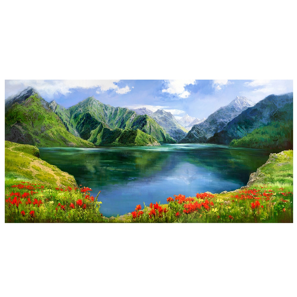 【御畫房】天池 國家一級畫師手繪油畫60&times;120cm(VF-128), , large