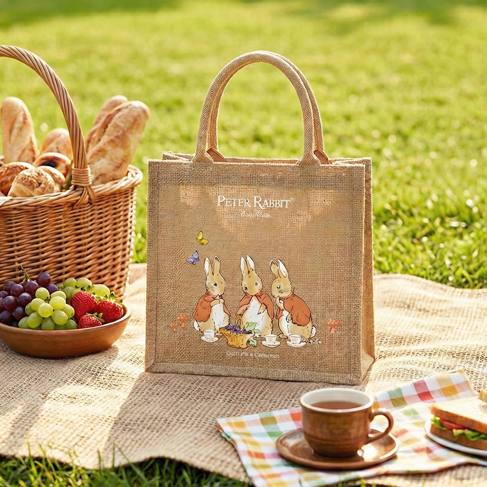 【世豐】PETER RABBIT 比得兔麻布手提袋 手提袋 購物袋 環保購物袋 手提包 通勤托特包 午餐袋 環保黃麻袋, , large