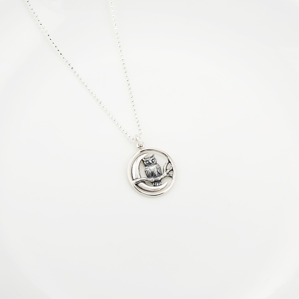 【Angel & Me】Moon Owl s925 sterling silver necklace Valentine Day Birthday gift, , large