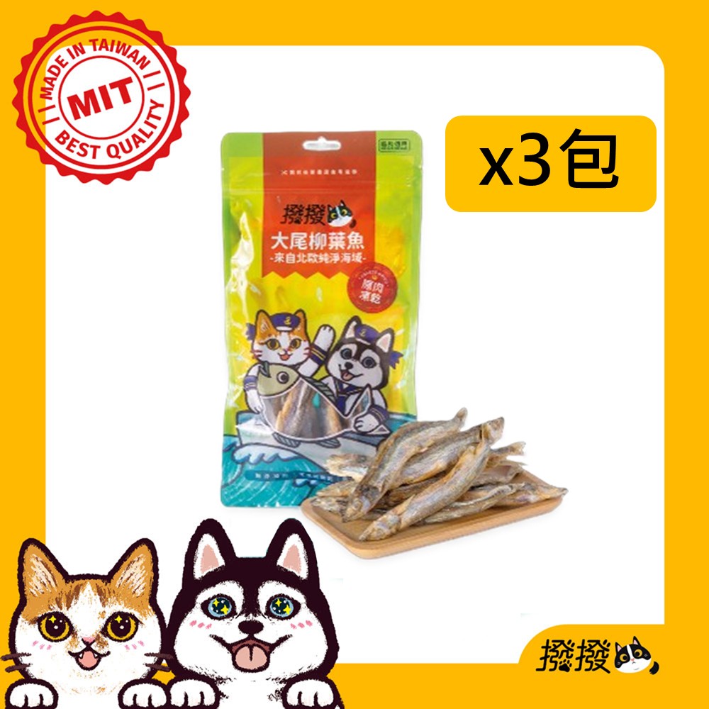【撥撥】大尾柳葉魚凍乾 (3包/組)-來自北歐純淨海域，貓狗適用原肉凍乾｜每包40g, , large