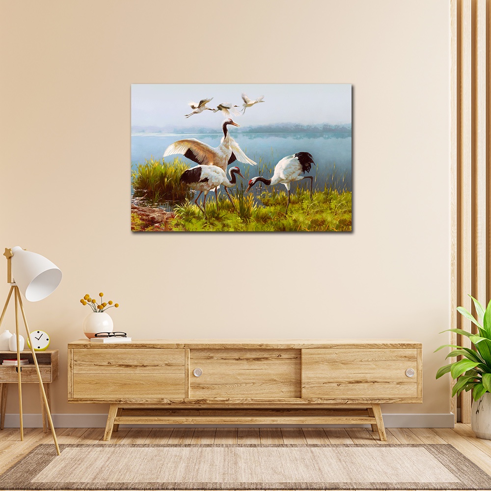 【御畫房】鶴舞 國家一級畫師手繪油畫60&times;90cm(VF-13), , large