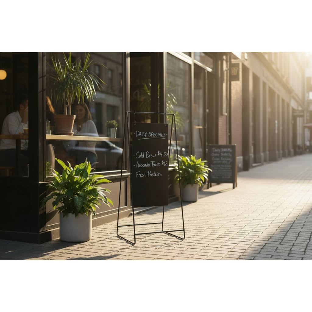 【 SHAONIANNA.TW 】門口展示立式招牌架｜消光黑粉體烤漆｜咖啡店・餐廳・市集適用, , large