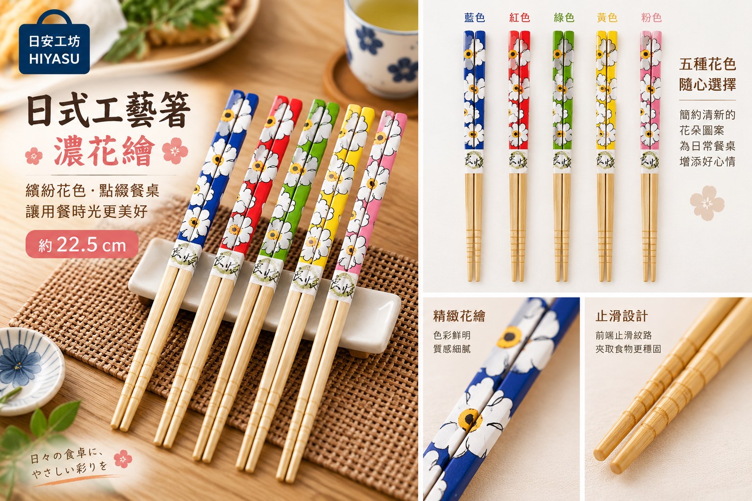 【HIYASU日安工坊】日式工藝箸-濃花繪, , large