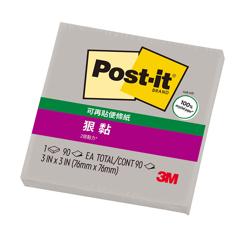 3M利貼狠黏便條紙3X3淺灰, , large