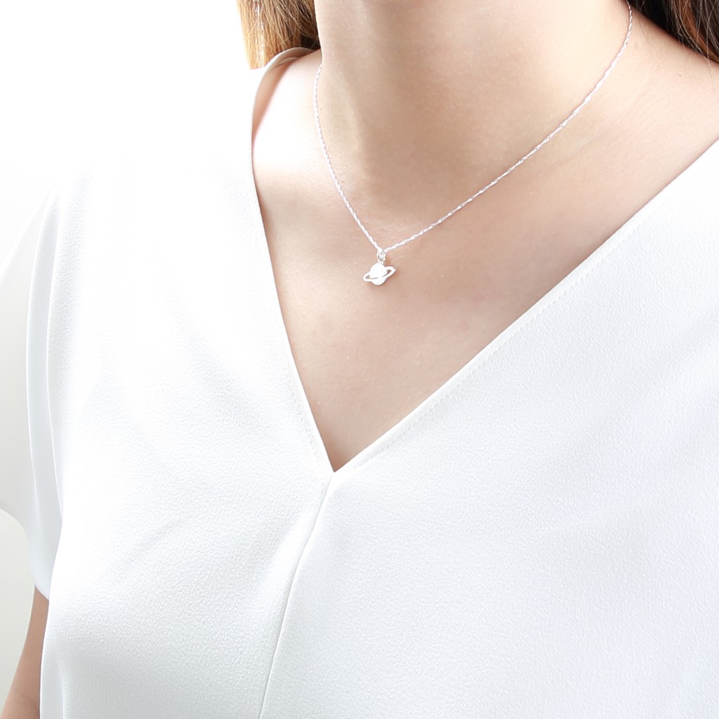 【Angel & Me】Saturn universe s925 sterling silver necklace Birthday gift, , large