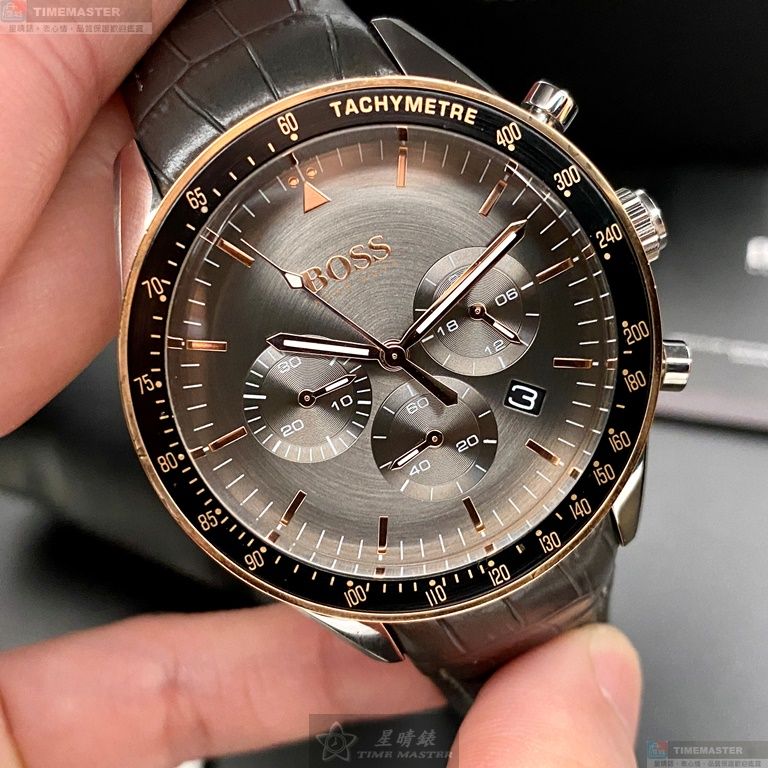 [星晴錶業]BOSS手錶,42mm,HB1513628古銅色錶面古銅色錶殼咖啡色真皮皮革錶帶款, , large