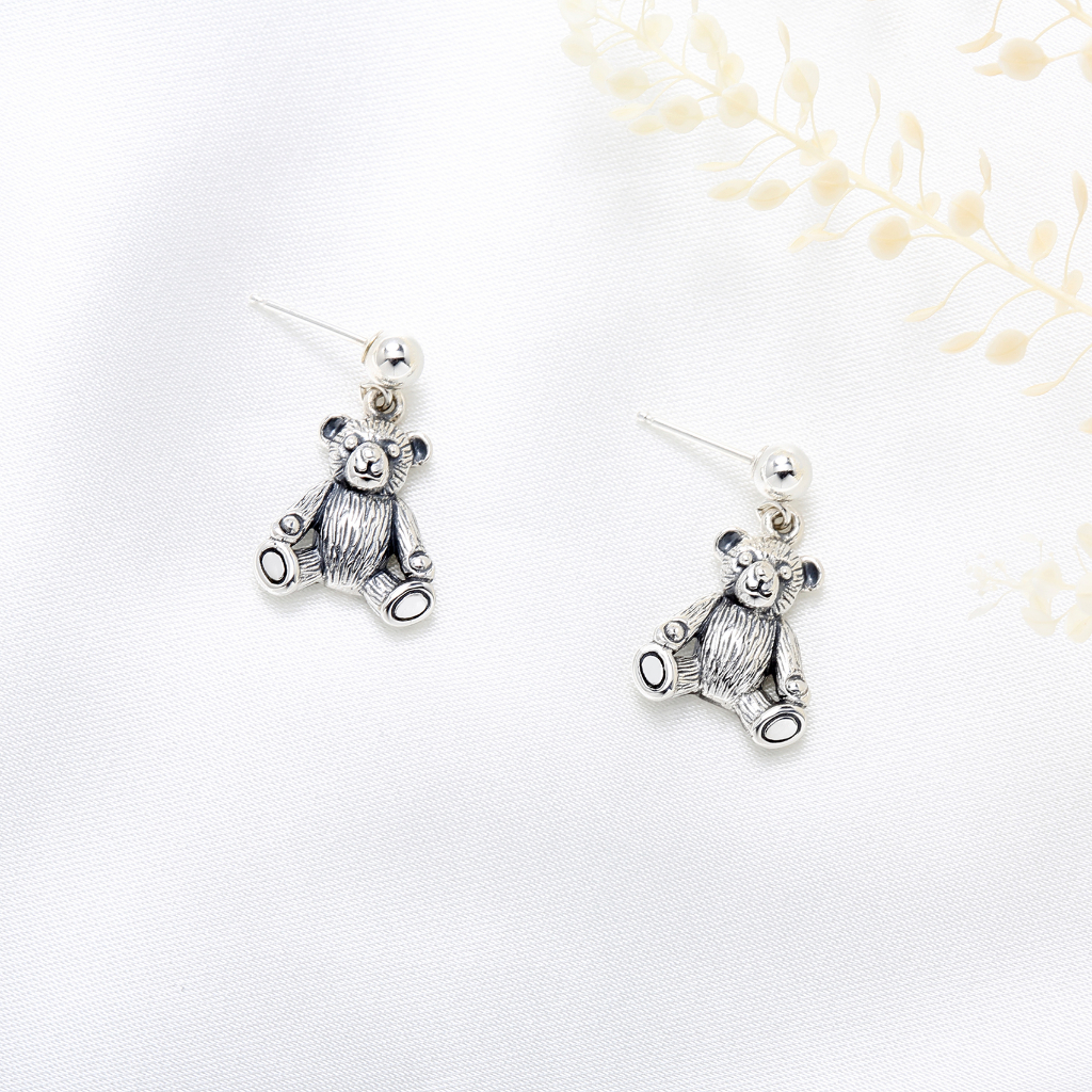 【Angel & Me】Cute Teddy bear s925 sterling silver earrings Christmas gift, , large