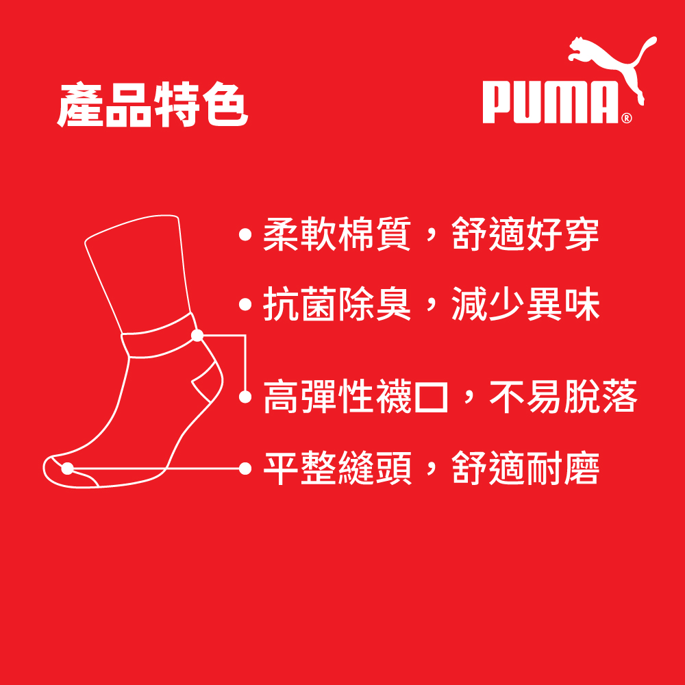 PUMA 男女款短筒襪 3雙裝 彪馬 跳豹 男襪 女襪 襪子 運動襪 腳踝襪 棉襪 柔軟 棉質 高彈 耐磨 抗菌 701244029001白、701244029002黑, , large