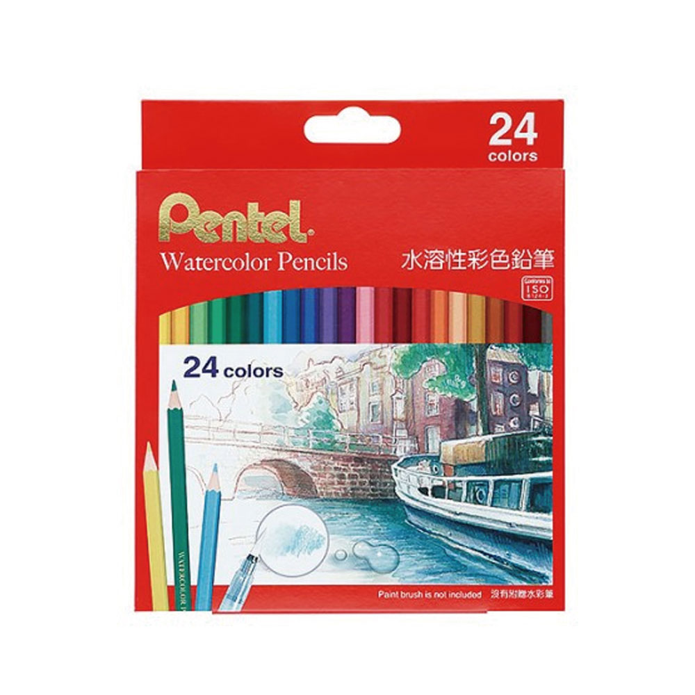 【Pentel 飛龍】水溶性色鉛筆24色 /盒 CB9-24TW -, , large