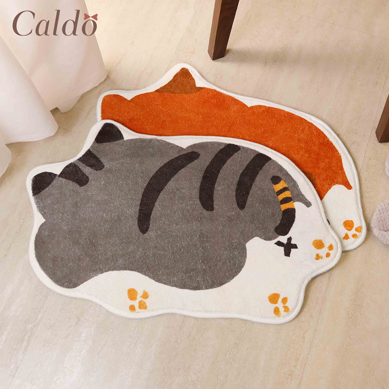 [ Caldo卡朵 ]  療癒貓屁屁絨毛防滑地墊 40x60cm-橘貓/灰貓, , large