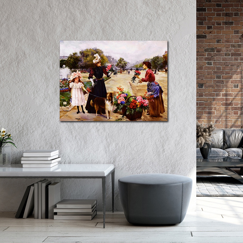 【御畫房】鮮花少女 國家一級畫師手繪油畫60&times;80cm(VF-03), , large