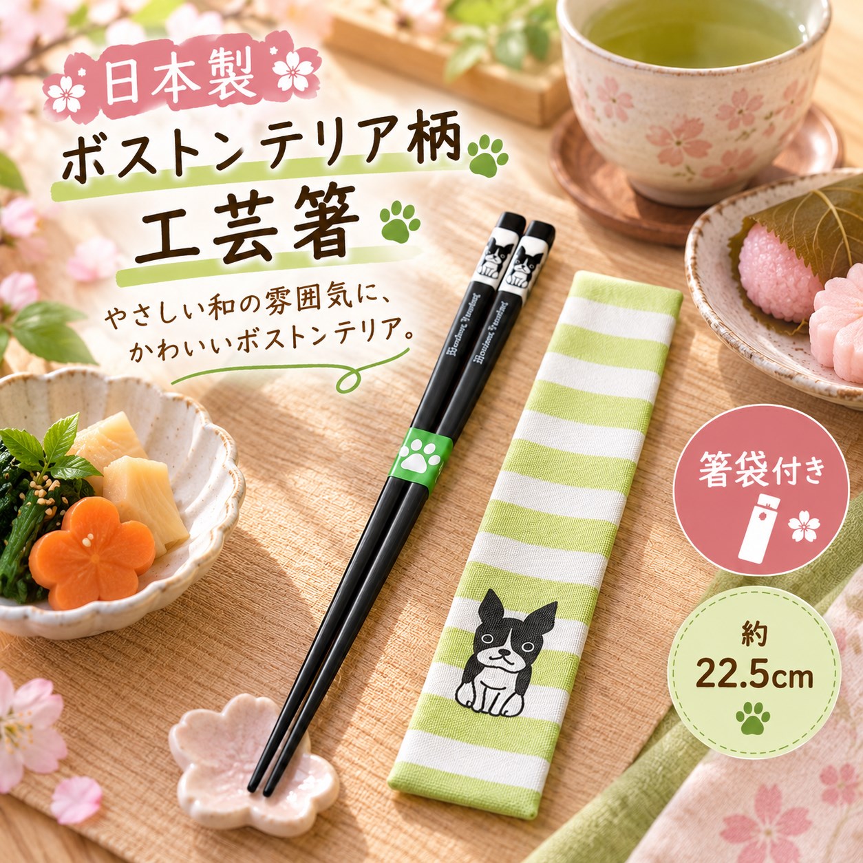 【HIYASU日安工坊】日本工藝箸-波士頓梗犬 附袋, , large