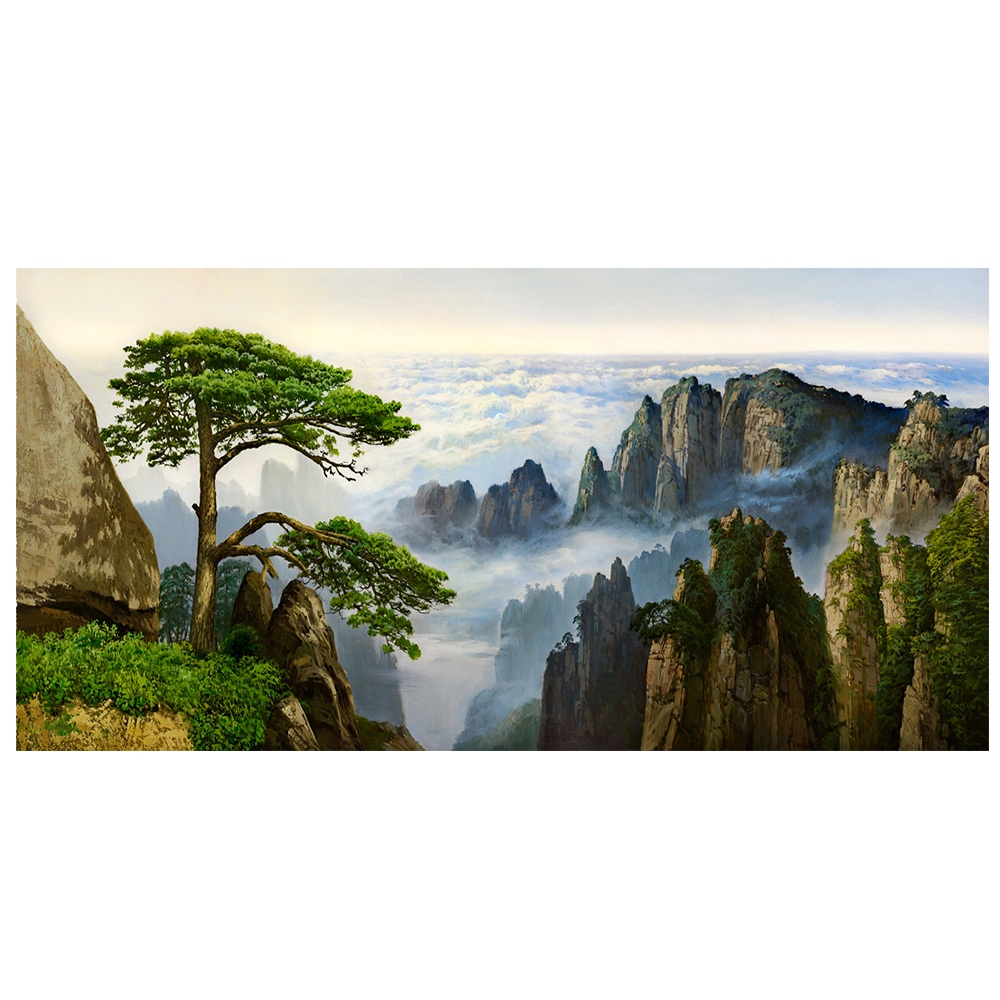 【御畫房】迎客松 國家一級畫師手繪油畫60&times;120cm(VF-139), , large