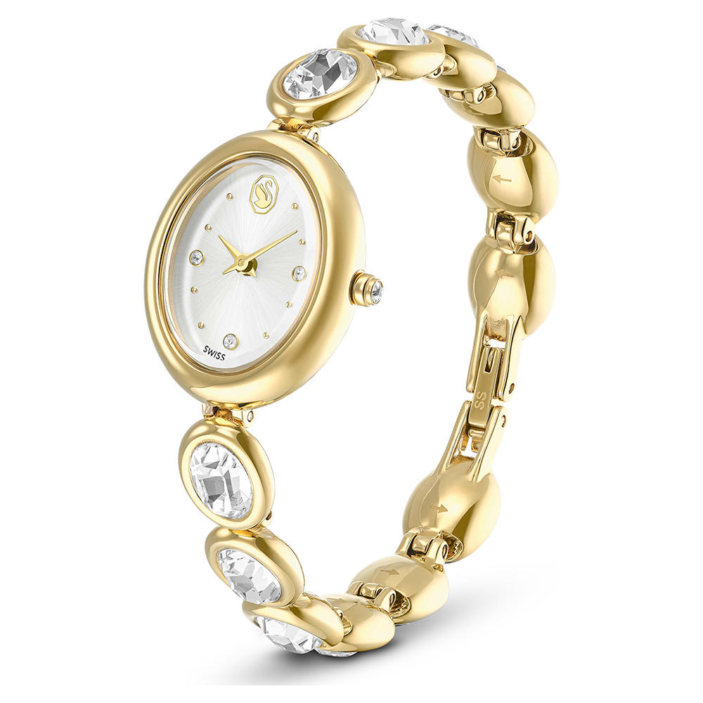 SWAROVSKI 施華洛世奇 Imber Oval 橢圓形水晶手鍊式女錶 手錶-金/25x21mm (5754812), , large
