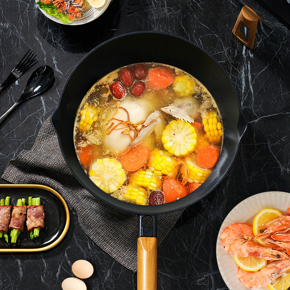 【Taste Plus】悅味元木 鑽石塗層內外不沾鍋 26煎鍋+18奶鍋 兩件組 IH全對應設計(贈鍋蓋+木鏟), , large