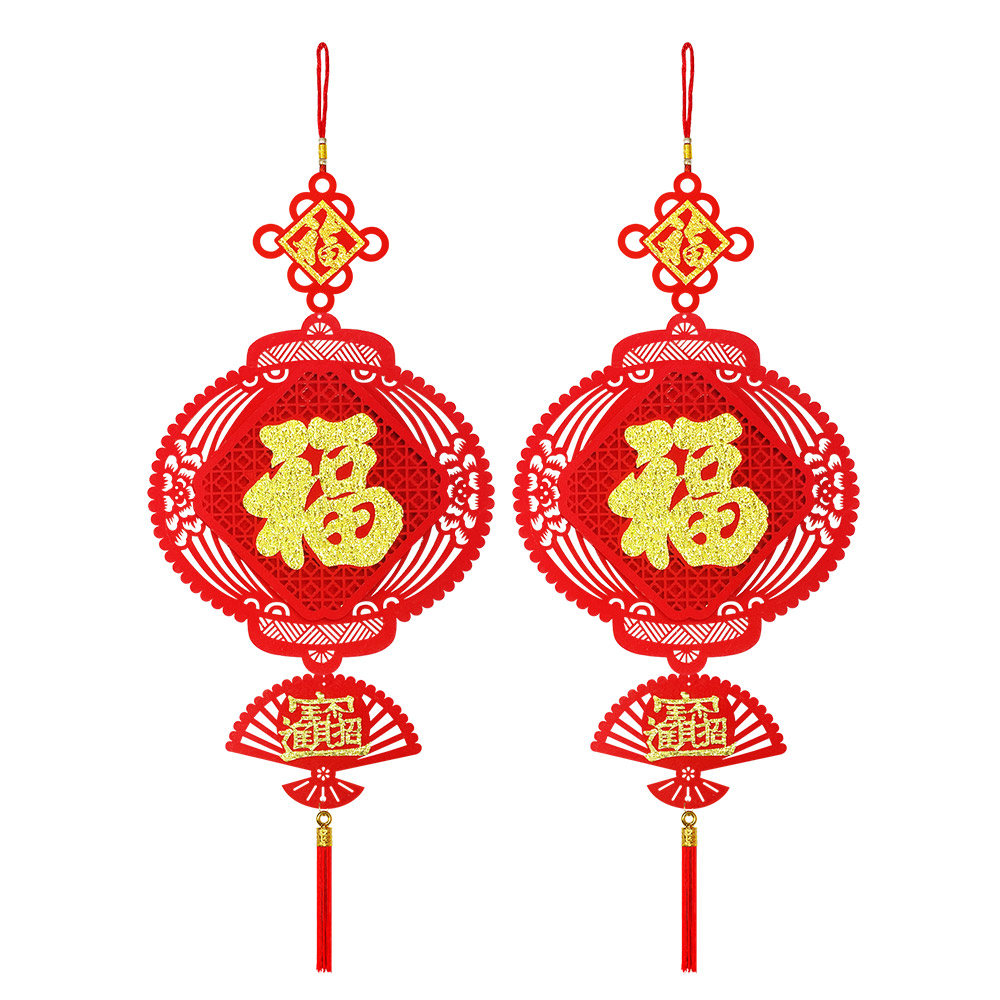 福旺財新年吊飾-燈籠款6入#209(新春過年掛飾/流蘇開運掛件/窗花吊飾毛氈立體掛飾/開運招財/入厝室內裝飾), , large