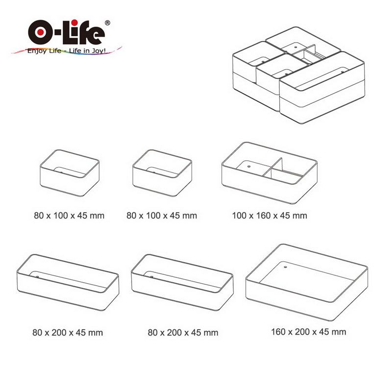 【O-Life】B-016 stacking storage box-black 5-piece set, , large