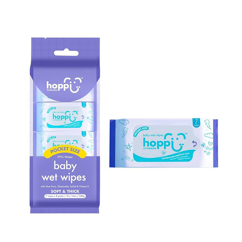 Hoppi Baby Wipes Mini - 7 sheets - 8 i, , large