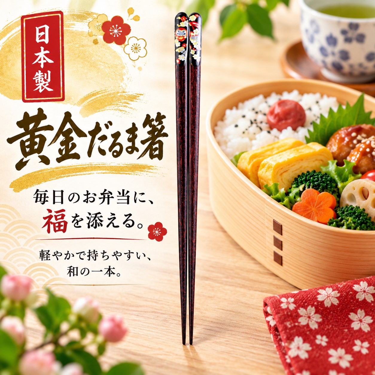 【HIYASU日安工坊】日本工藝箸-黃金不倒翁 23cm, , large