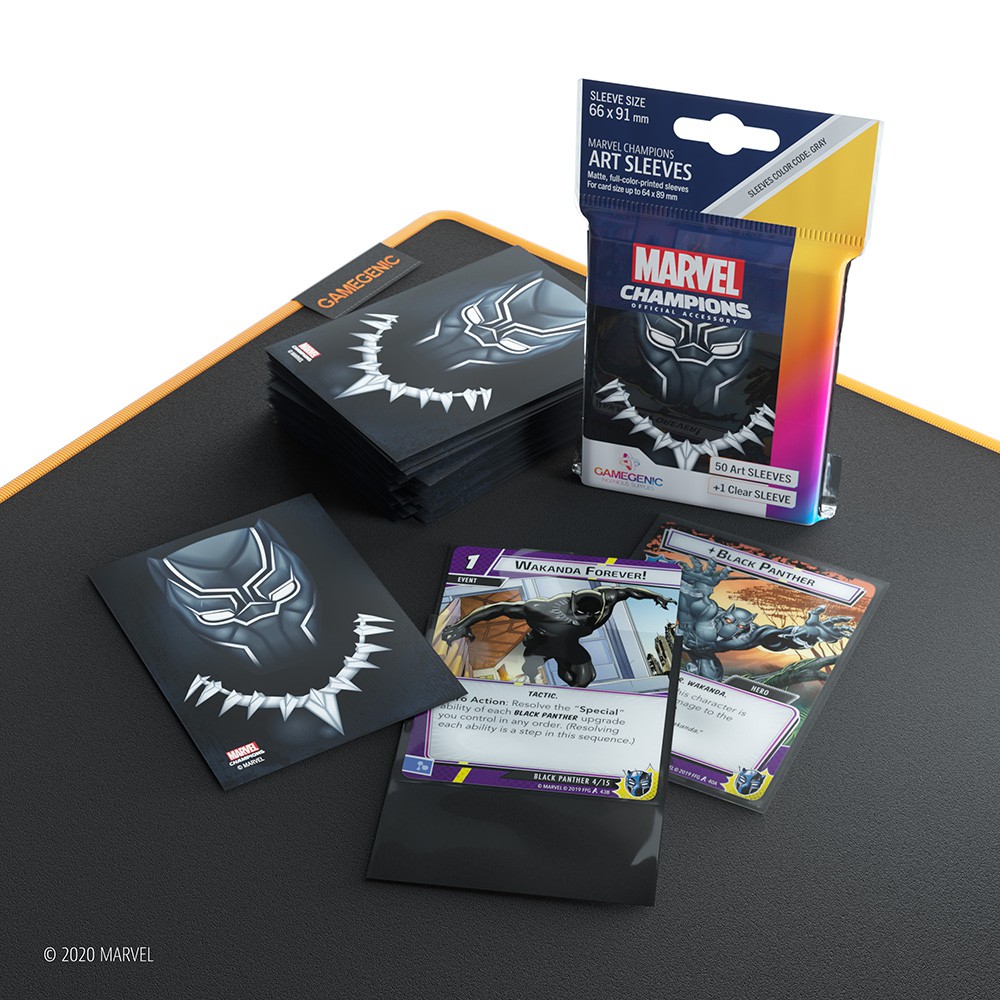 【Asmodee】漫威牌套: 黑豹(50+1張) Gamegenic MARVEL ART SLEEVES BLACK, , large