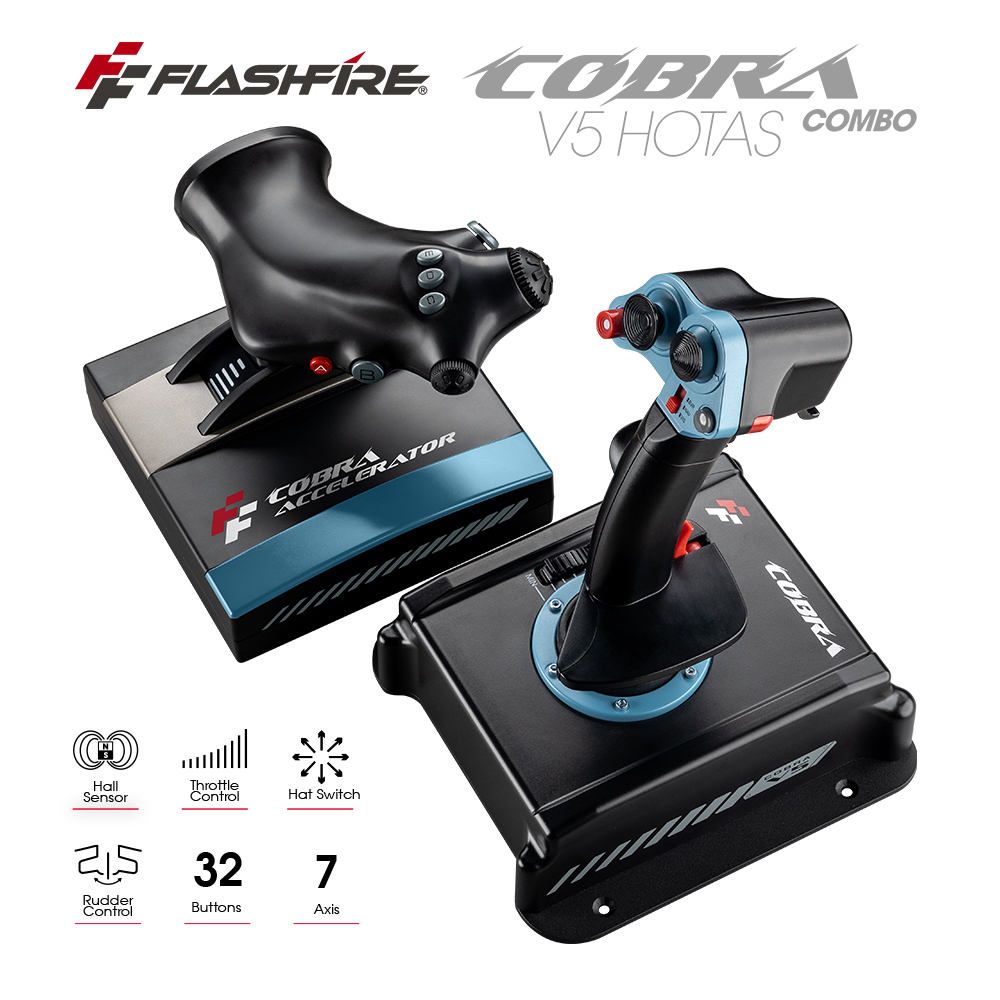 【FlashFire】Joystick V5遊戲飛行搖桿組(含推進器) 遊戲 模擬飛行 PC專用, , large