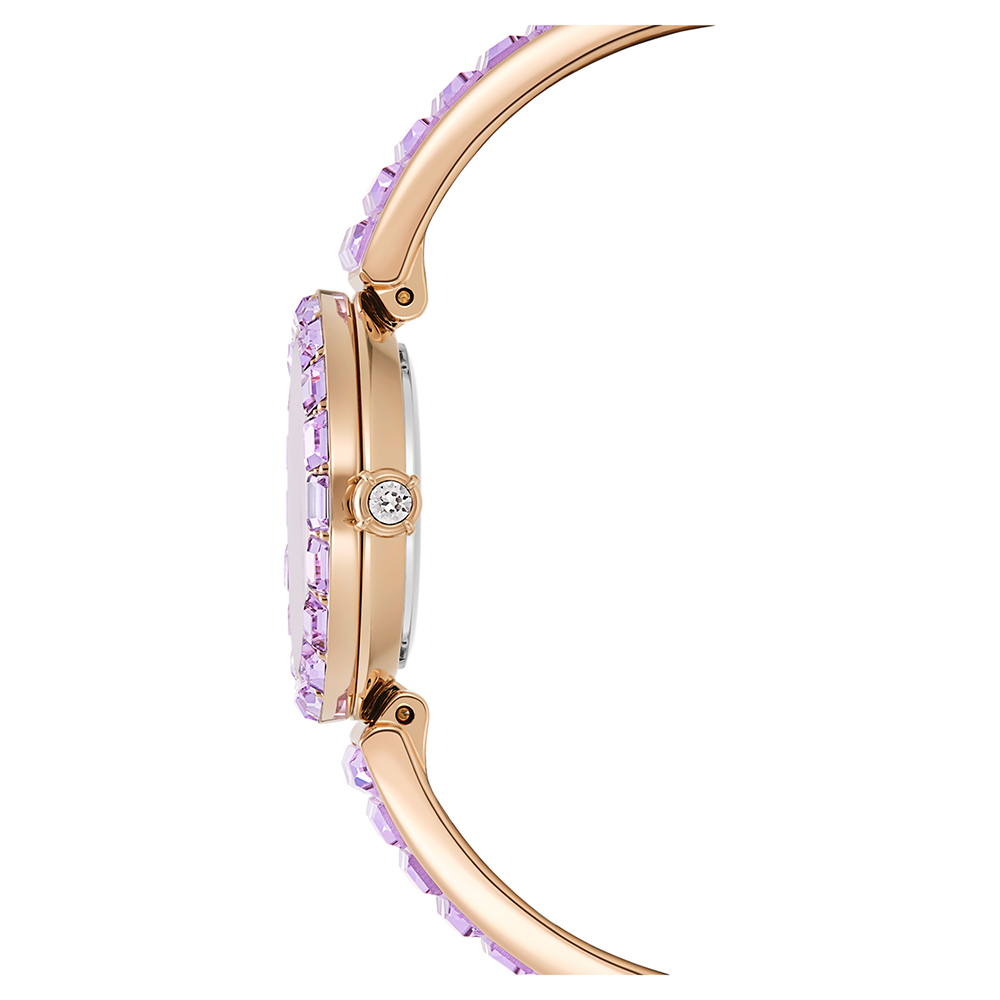 SWAROVSKI 施華洛世奇 Matrix Bangle 方形切割水晶手鐲式手錶 女錶-紫x香檳金 情人生日禮 推薦(5743713), , large