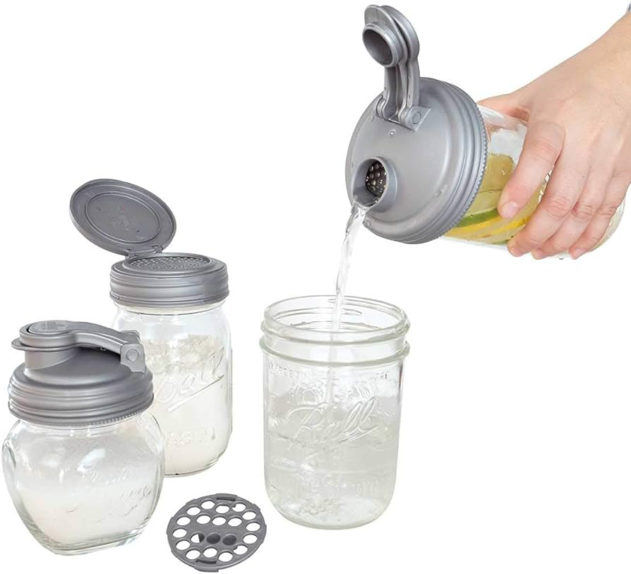 reCAP&reg; Mason Jars Lid POUR cap 螢光白窄口梅森罐專用飲料杯蓋 全新升級防漏/飲料隨行杯/提把蓋/飲料蓋/冷水壺, , large