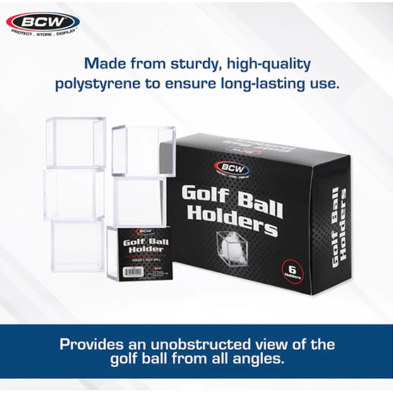 BCW Golf Ball Display Cases &ndash; 6 Pack Acrylic Boxes, , large