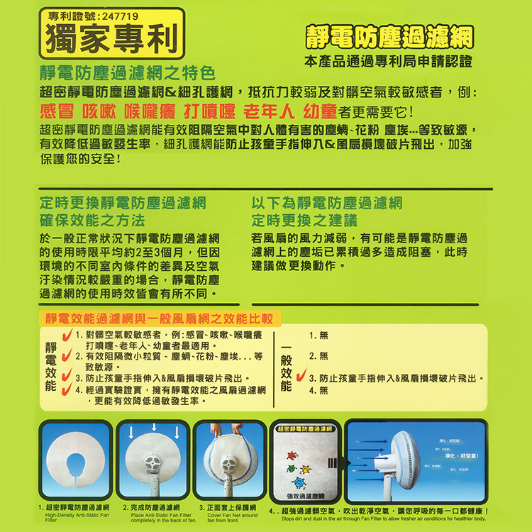 電風扇靜電防塵過濾網-14~16吋-6入, , large
