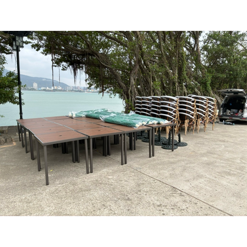 【BROTHER兄弟牌】80cm塑木鐵框方桌 台灣製造塑木抗日曬雨淋，戶外休閒家具 另有椅子可選購, , large