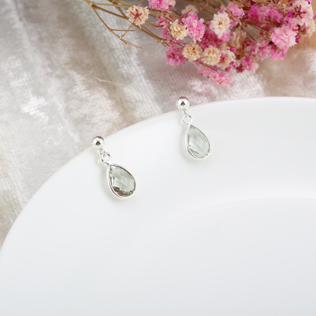 【Angel & Me】Green Quartz Crystal Raindrop earrings (changeable ear clips), , large
