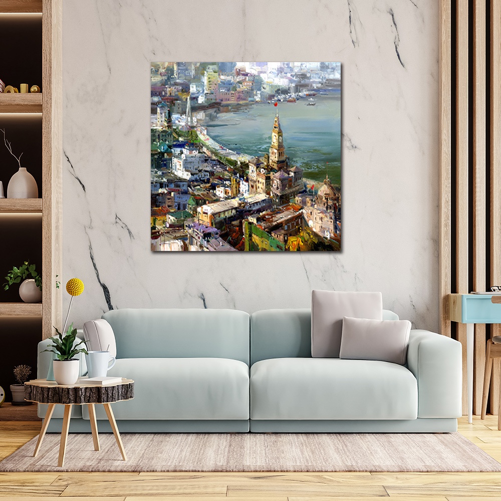 【御畫房】城市印象 國家一級畫師手繪油畫80&times;80cm(VF-167), , large