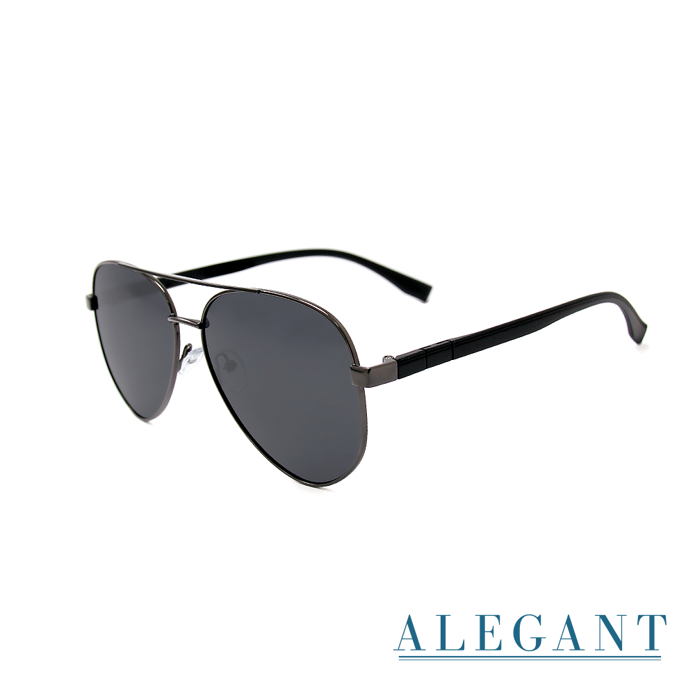 儒雅紳士深曜灰飛官寶麗來偏光墨鏡/UV400太陽眼鏡〔ALEGANT〕, , large