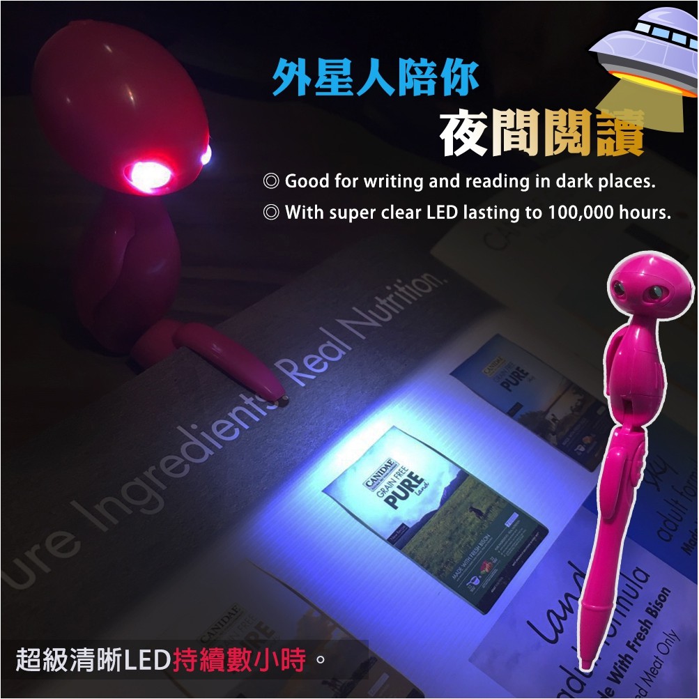 GS MALL 外星人造型原子筆 創意筆 造型筆 趣味筆 外星人筆 原子筆 LED 外星人 筆, , large