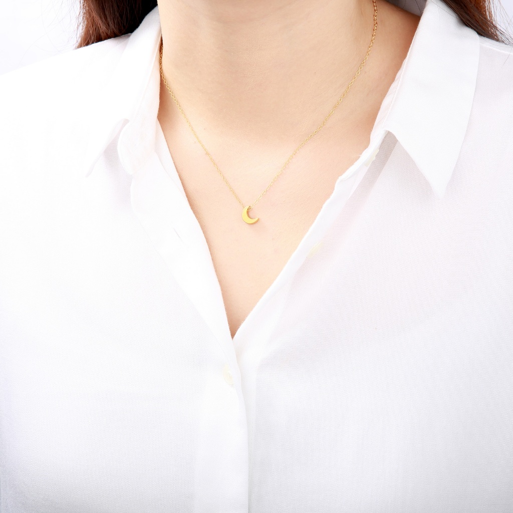 【Angel & Me】Le Petit Prince Moon s925 sterling silver 24k gold-plated necklace, , large