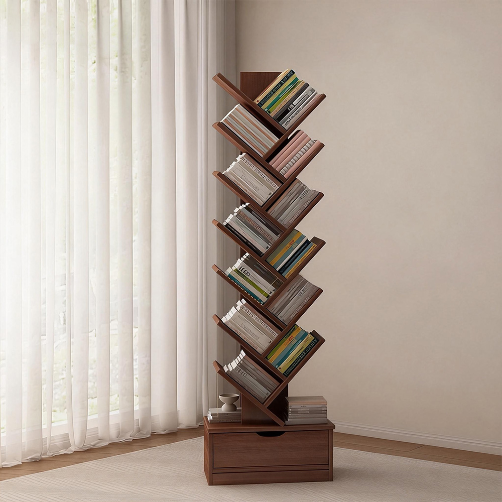 HABABY Huan'an Home Furnishings Tree-Shaped Solid Wood Bookshelf, Yushan Cedar Wood, 34*20*139CM, , large