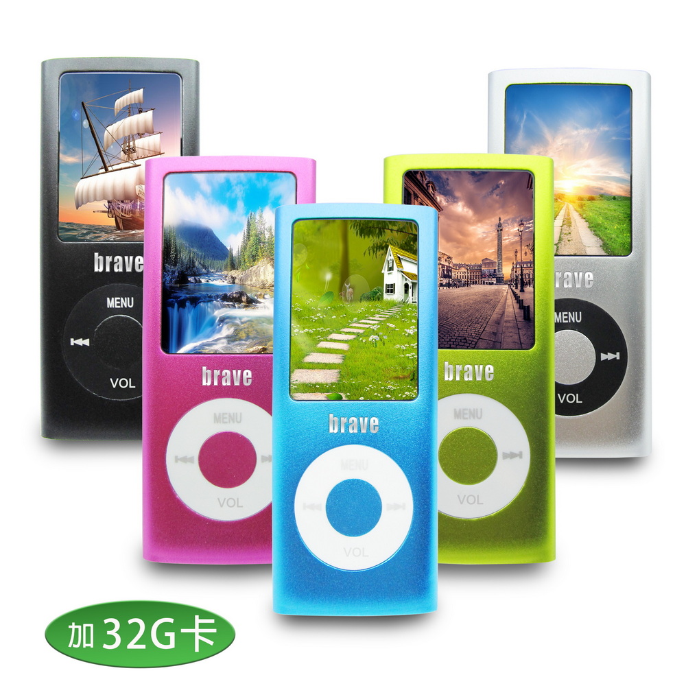 [B1848A] brave New Apple 4th Gen 1.8-inch Color Screen Card Slot MP4 Player (with 32G Memory Card) (with 6 Bonus Gifts), , large