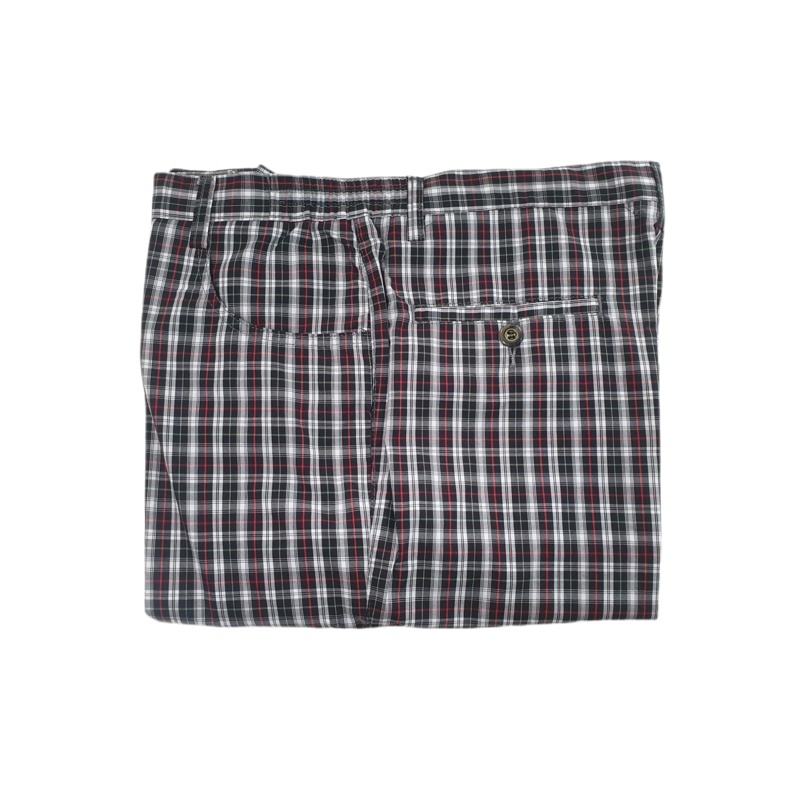British style dark plaid casual shorts, , large