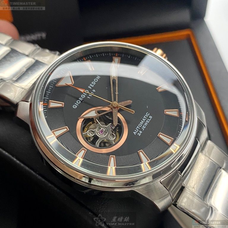 [星晴錶業]GiorgioFedon1919手錶,46mm,GF00119黑色錶面銀錶殼銀色精鋼錶帶款, , large